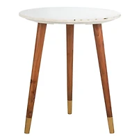 White Marble Round Valerie Accent Table