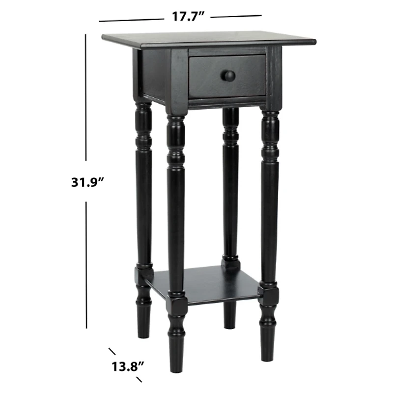 Distressed Black Wood Emilie Petite End Table