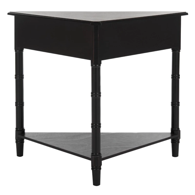 Distressed Black Wood Selena Corner Accent Table