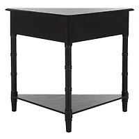 Distressed Black Wood Selena Corner Accent Table