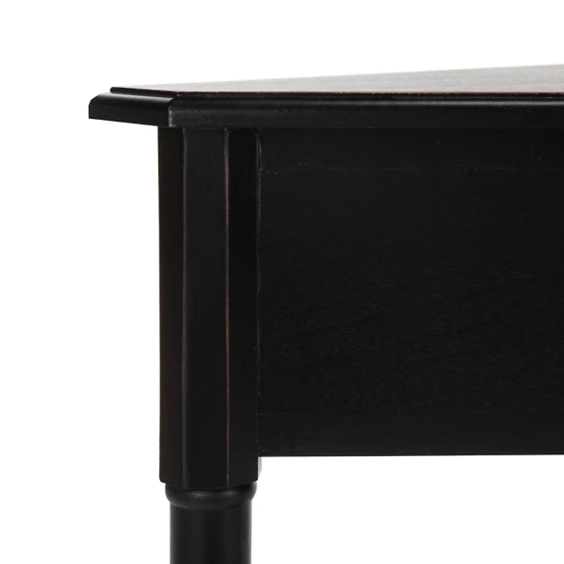 Distressed Black Wood Selena Corner Accent Table