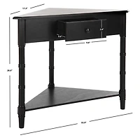 Distressed Black Wood Selena Corner Accent Table