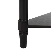 Distressed Black Wood Selena Corner Accent Table