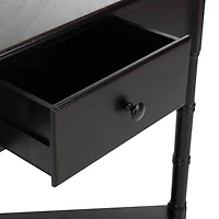 Distressed Black Wood Selena Corner Accent Table