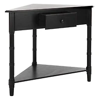Distressed Black Wood Selena Corner Accent Table