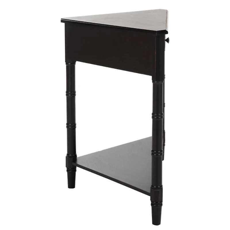 Distressed Black Wood Selena Corner Accent Table