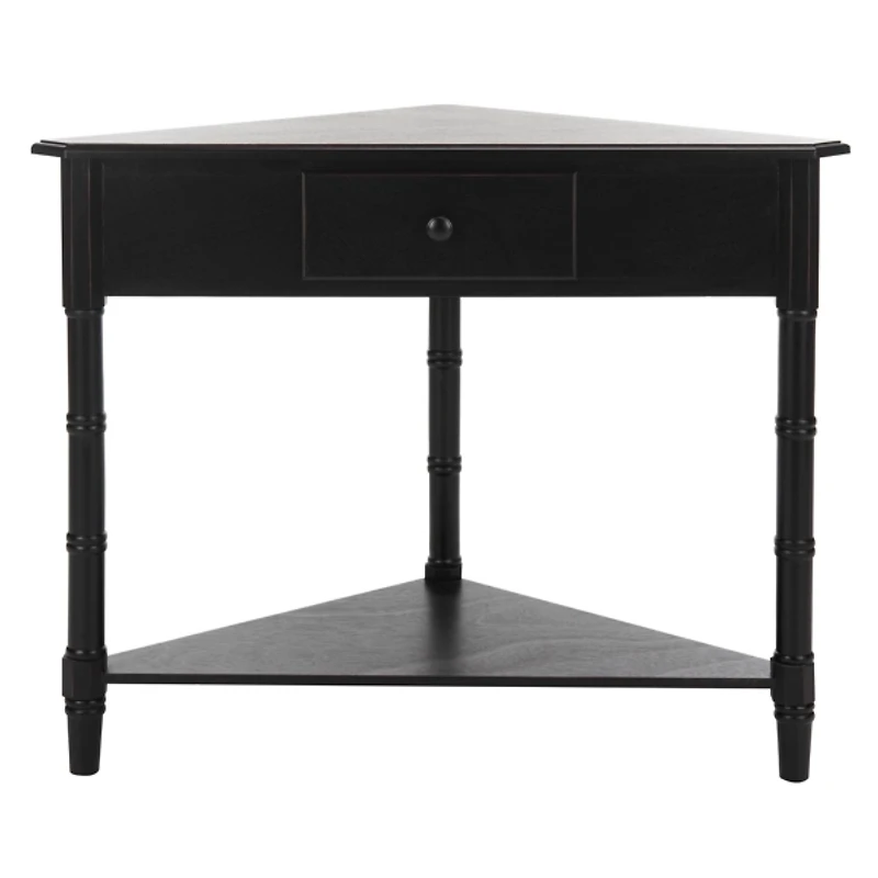Distressed Black Wood Selena Corner Accent Table