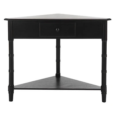 Distressed Black Wood Selena Corner Accent Table