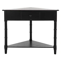 Distressed Black Wood Selena Corner Accent Table