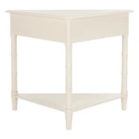 Distressed Cream Wood Selena Corner Accent Table