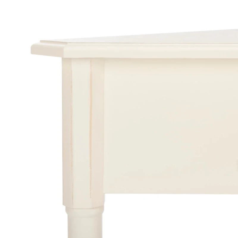 Distressed Cream Wood Selena Corner Accent Table