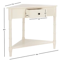 Distressed Cream Wood Selena Corner Accent Table