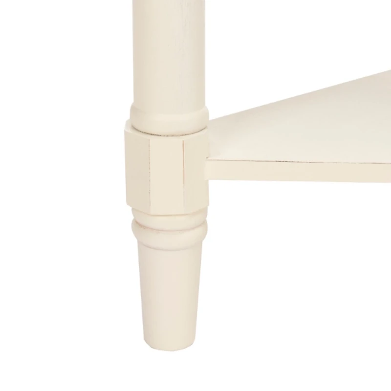 Distressed Cream Wood Selena Corner Accent Table