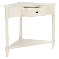 Distressed Cream Wood Selena Corner Accent Table