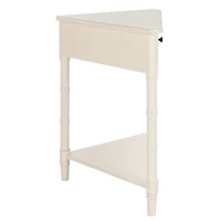 Distressed Cream Wood Selena Corner Accent Table