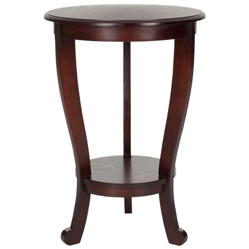 Round Brown Pedestal Accent Table