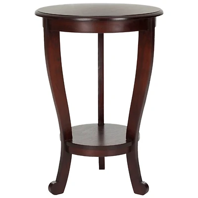 Round Brown Pedestal Accent Table
