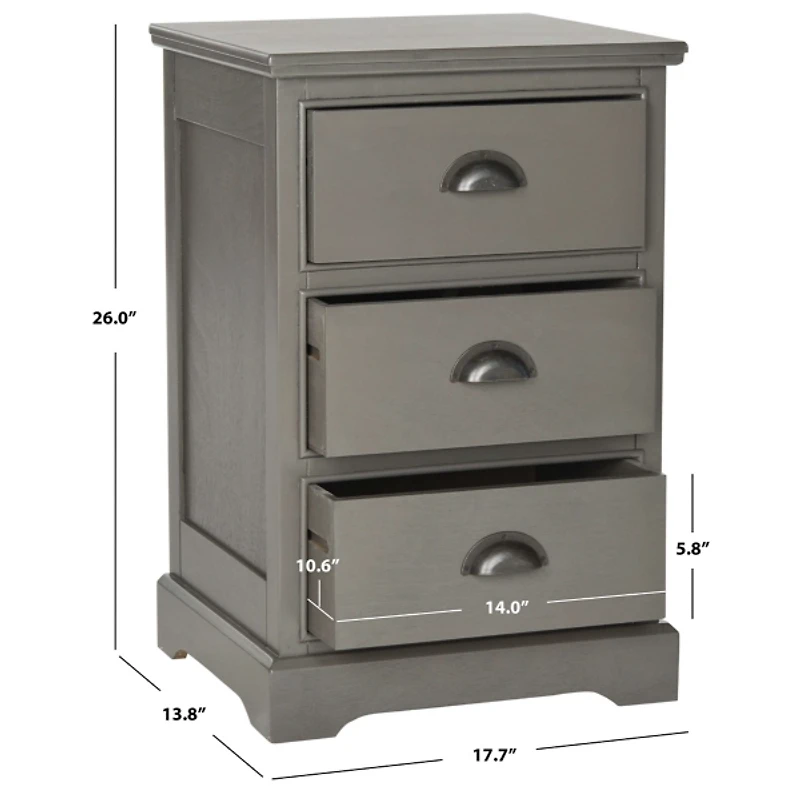 Wood 3-Drawer Britte Side Table