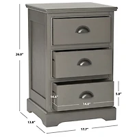 Wood 3-Drawer Britte Side Table