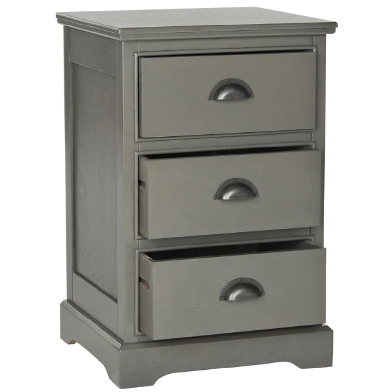 Wood 3-Drawer Britte Side Table