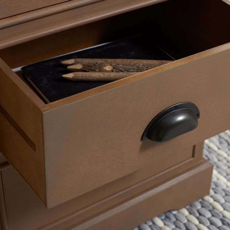 Sepia Wood 3-Drawer Britte Side Table