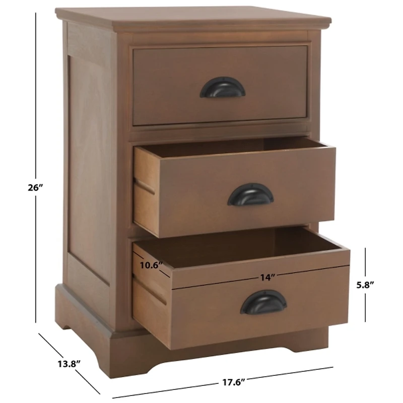 Sepia Wood 3-Drawer Britte Side Table