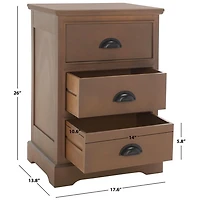 Sepia Wood 3-Drawer Britte Side Table