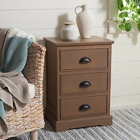 Sepia Wood 3-Drawer Britte Side Table