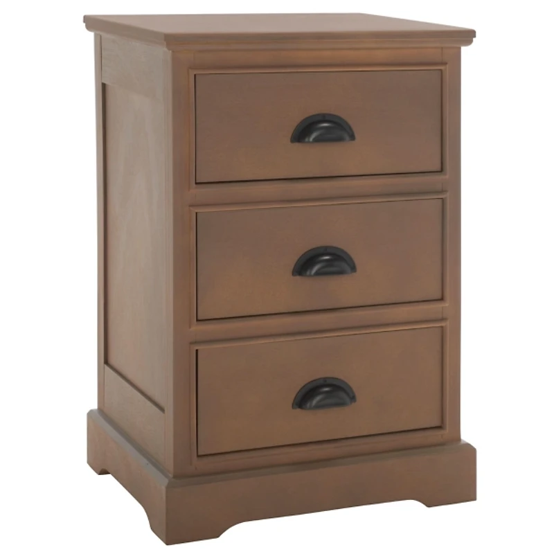 Sepia Wood 3-Drawer Britte Side Table