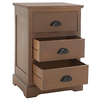 Sepia Wood 3-Drawer Britte Side Table