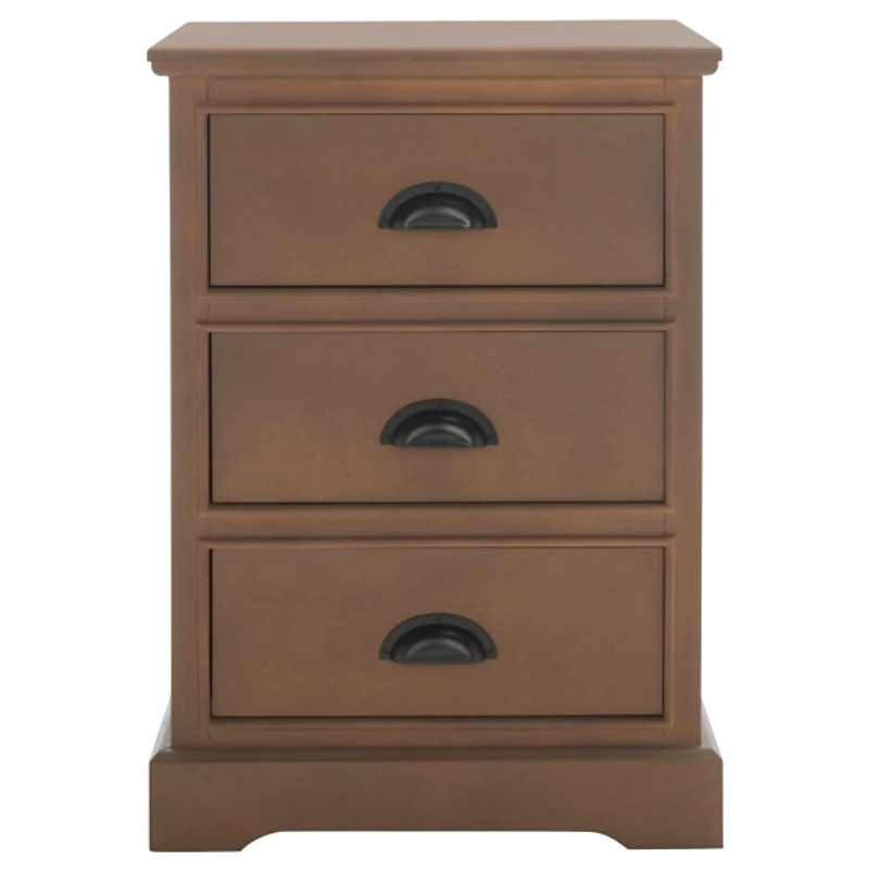 Sepia Wood 3-Drawer Britte Side Table