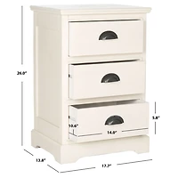 White Wood 3-Drawer Britte Side Table