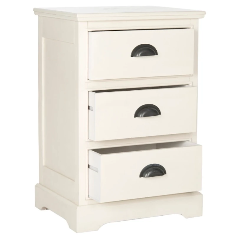 White Wood 3-Drawer Britte Side Table