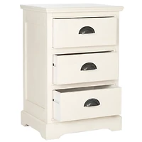 White Wood 3-Drawer Britte Side Table