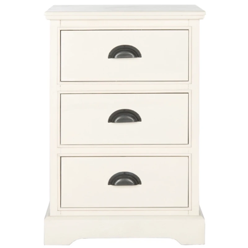White Wood 3-Drawer Britte Side Table