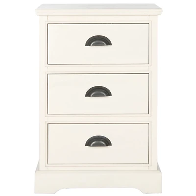 White Wood 3-Drawer Britte Side Table