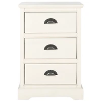 White Wood 3-Drawer Britte Side Table