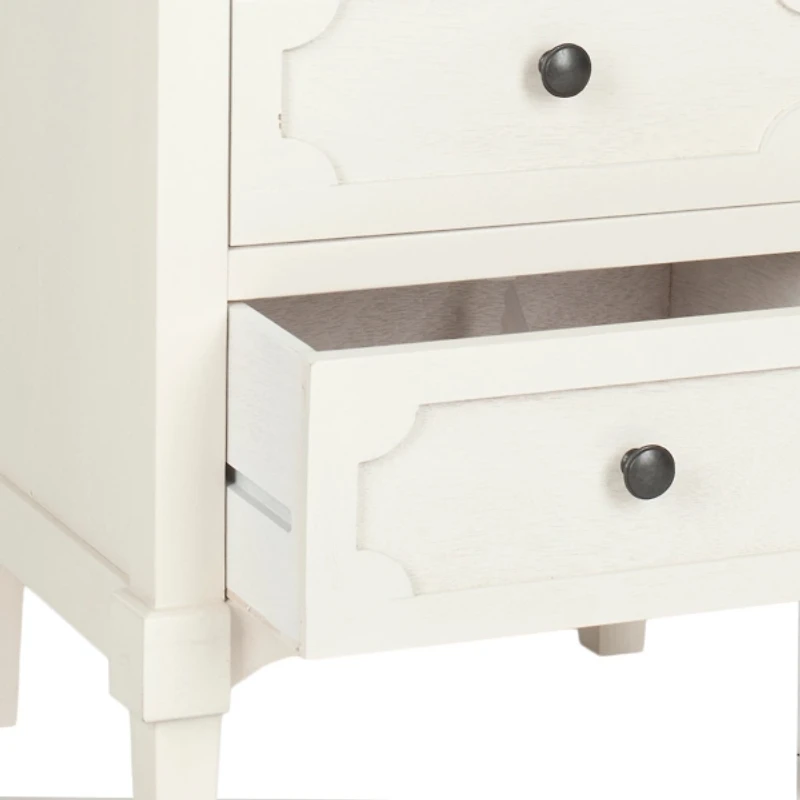 White Wood 3-Drawer Rosa End Table