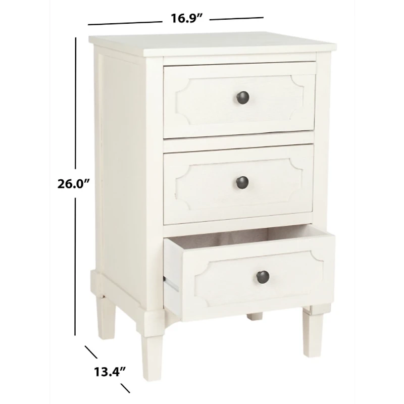 White Wood 3-Drawer Rosa End Table