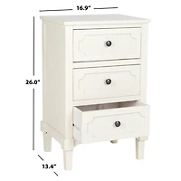 White Wood 3-Drawer Rosa End Table
