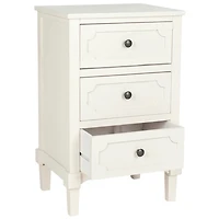 White Wood 3-Drawer Rosa End Table