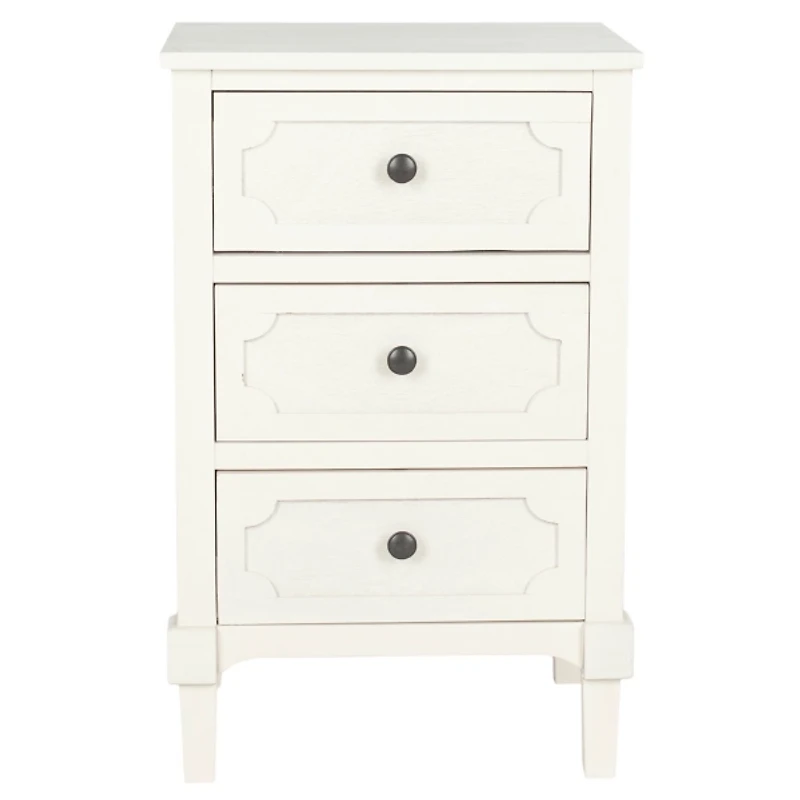 White Wood 3-Drawer Rosa End Table