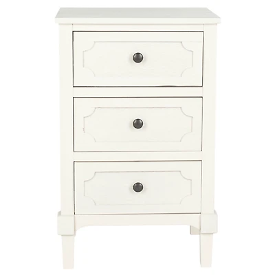 White Wood 3-Drawer Rosa End Table