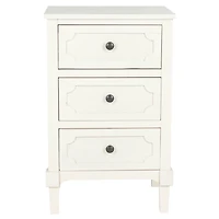 White Wood 3-Drawer Rosa End Table