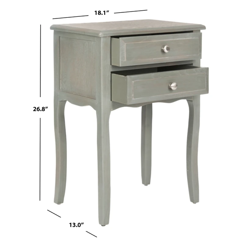 Gray 2-Drawer Mika Traditional Accent Table