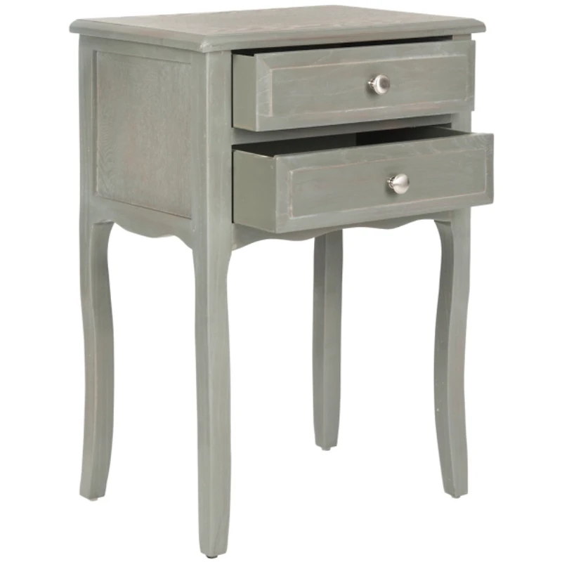 Gray 2-Drawer Mika Traditional Accent Table