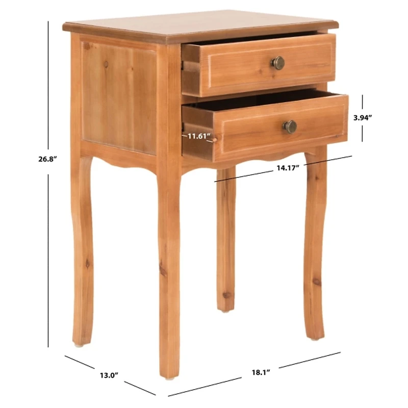 Brown 2-Drawer Mika Traditional Accent Table