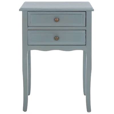 Vintage Blue Wood Elma 2-Drawer End Table