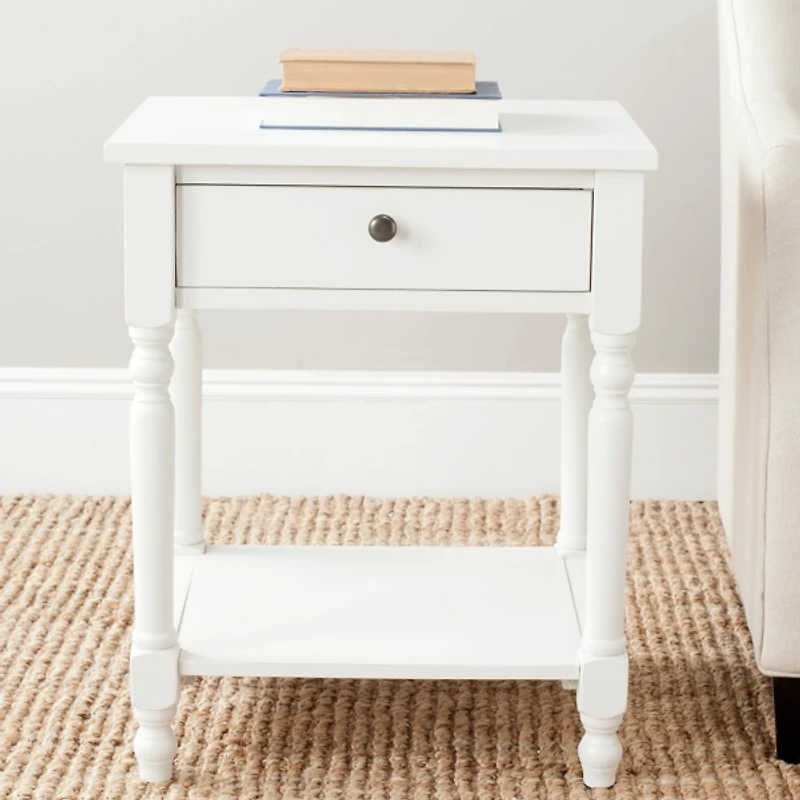 White Wood Spindle Razie Accent Table