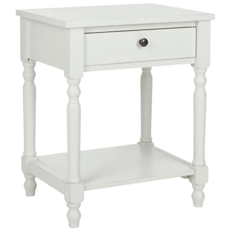 White Wood Spindle Razie Accent Table